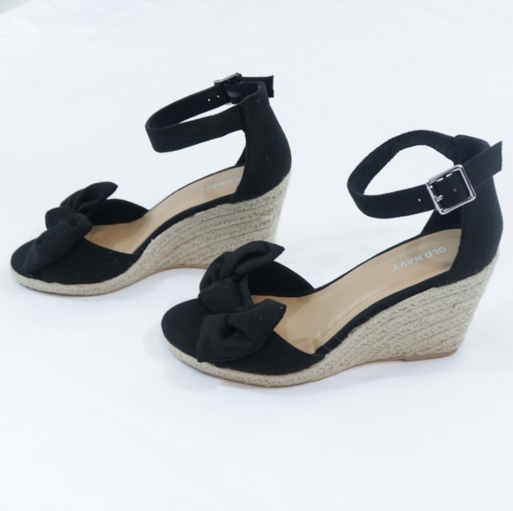 Old Navy Shoes - Old Navy Peep Toe Bow Espadrille Wedge Sandals